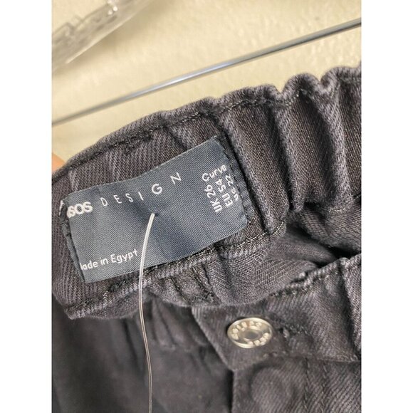 NEW Asos Black Elastic Waist Curve Jean Shorts Womens Plus size 22 Cotton - Picture 4 of 11